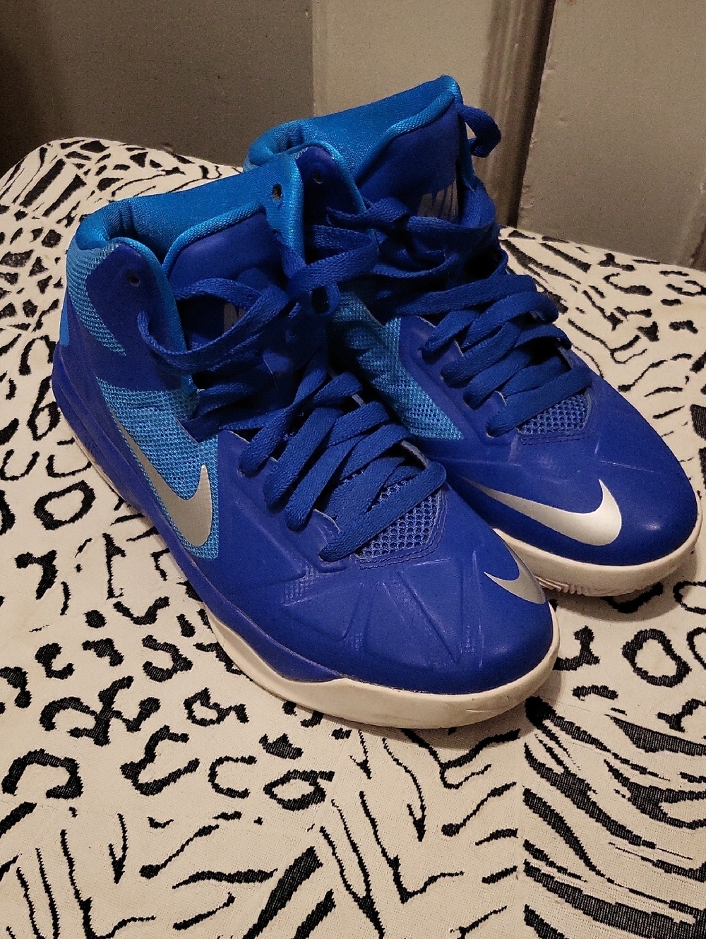 Nike Royal Blue High-Top Sneakers with Grey Swoosh